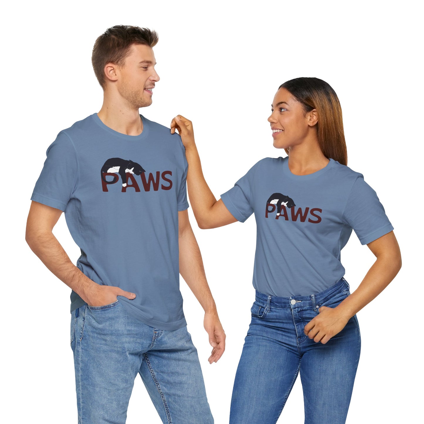 PAWS Lazy Cat Lover's Paws Unisex Tee - Inspired by the Jaws 70s Horror Movie Font