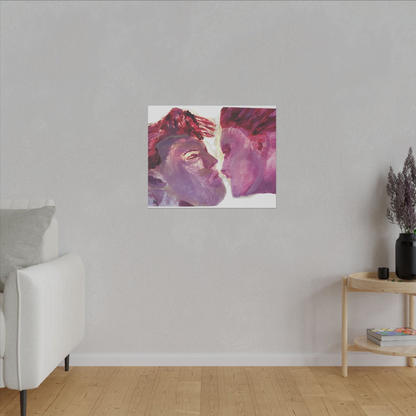 Romantic Kiss Love Canvas Art - Modern Abstract Wall Art Painting - Perfect Gift for Anniversaries, Valentine's Day & Just Because