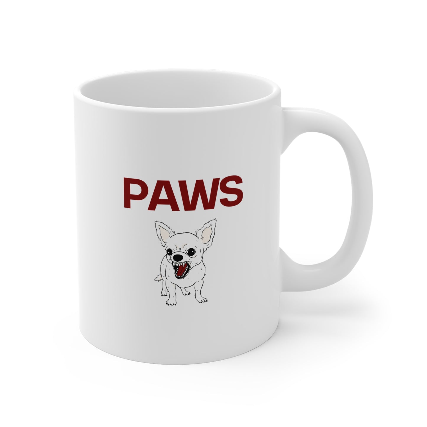 Funny Feisty Dog Chihuahua Paws Mug - 11oz Coffee Cup for Dog Lovers Inspired By The 70 Horror Film Jaws