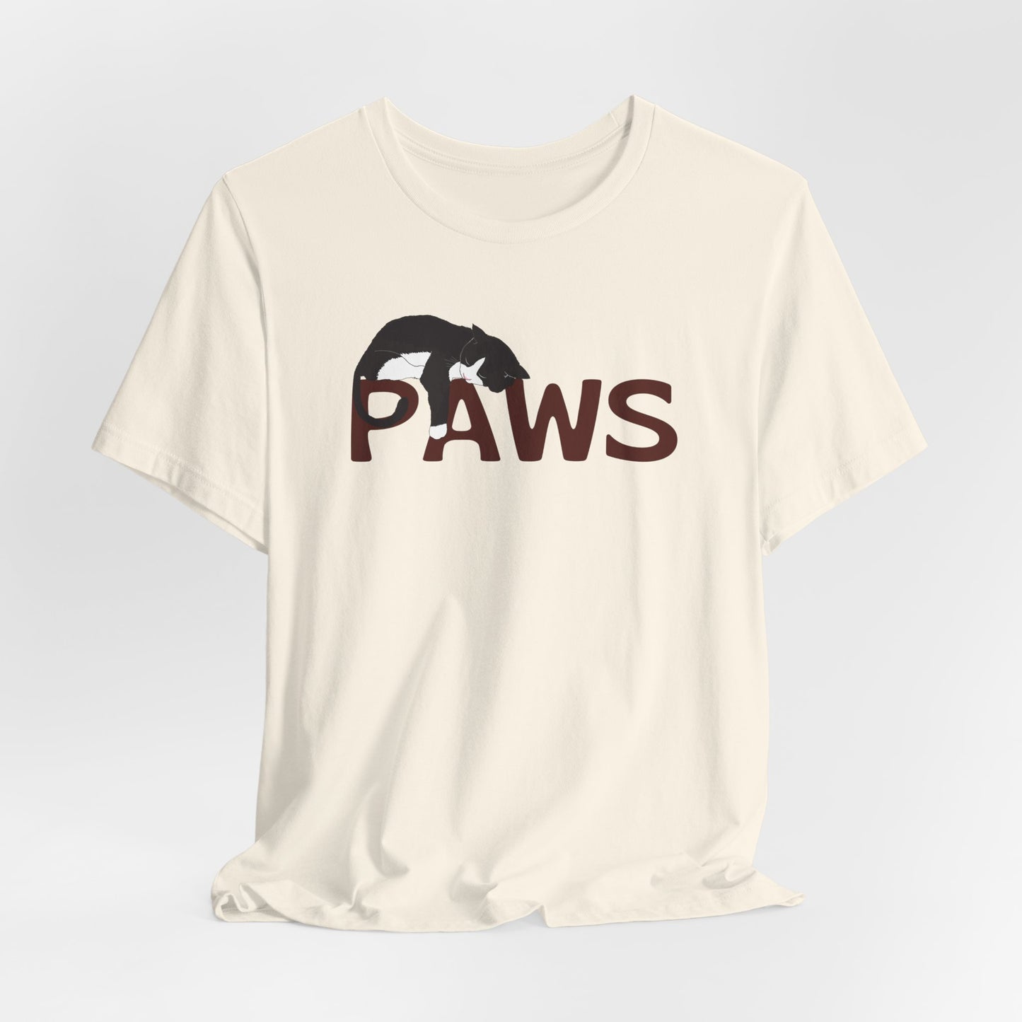 PAWS Lazy Cat Lover's Paws Unisex Tee - Inspired by the Jaws 70s Horror Movie Font