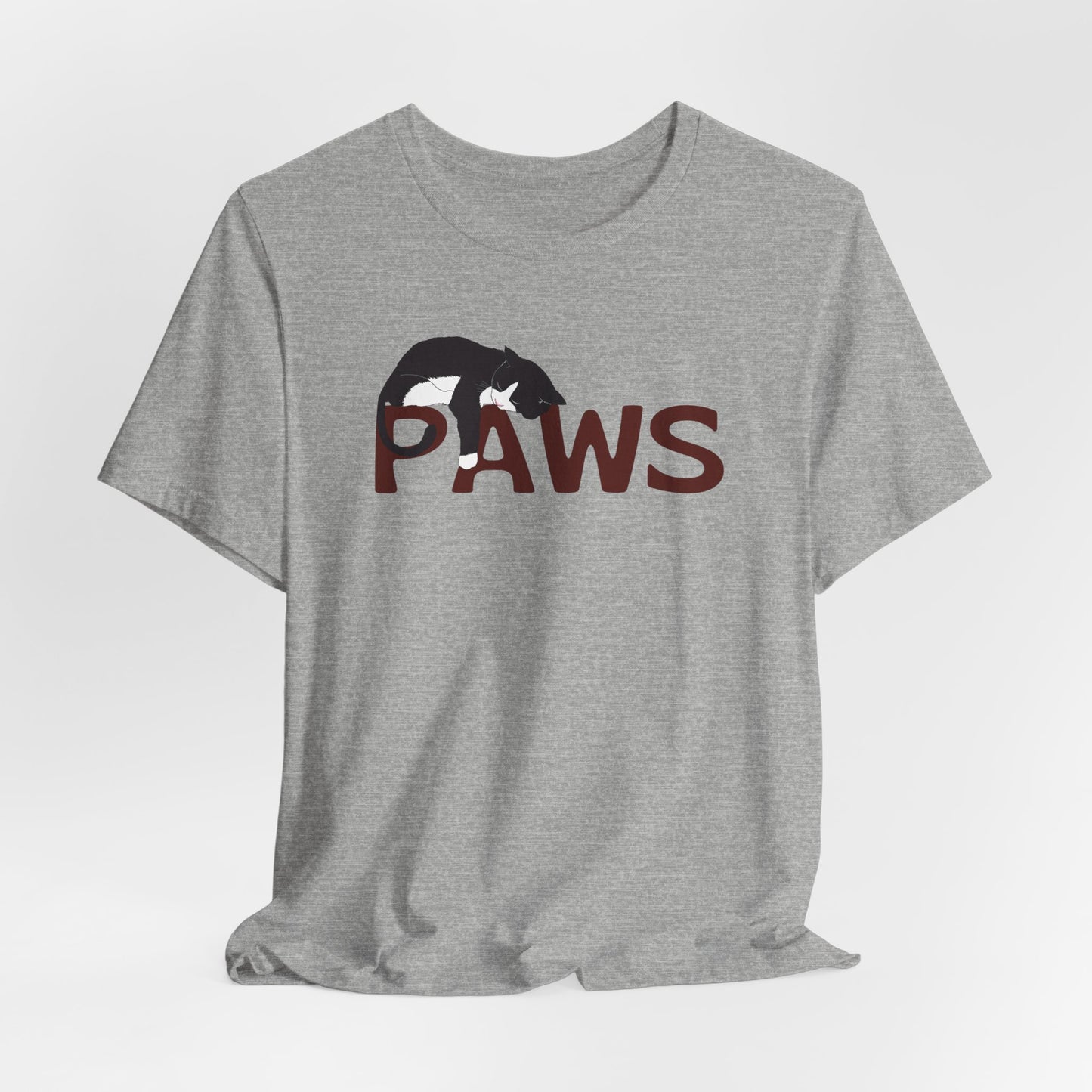 PAWS Lazy Cat Lover's Paws Unisex Tee - Inspired by the Jaws 70s Horror Movie Font