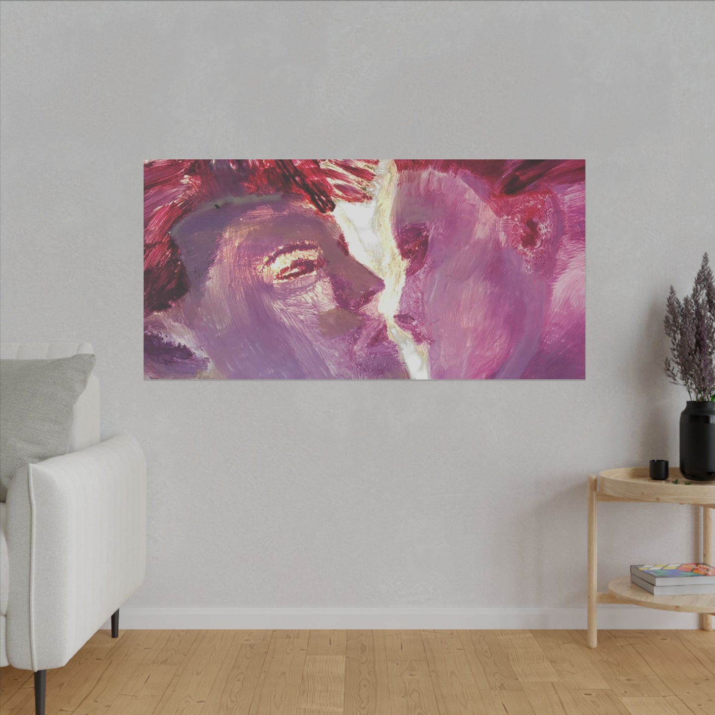 Romantic Kiss Love Canvas Art - Modern Abstract Wall Art Painting - Perfect Gift for Anniversaries, Valentine's Day & Just Because