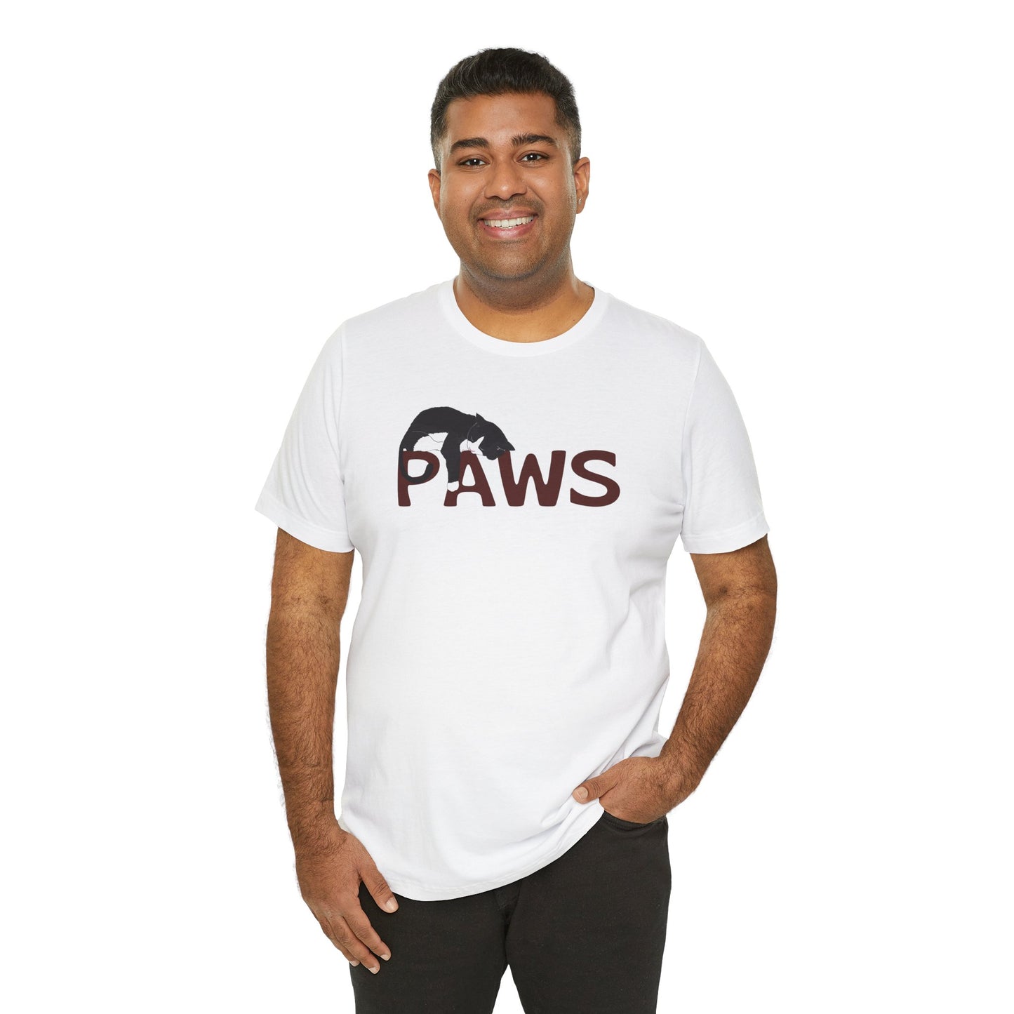 PAWS Lazy Cat Lover's Paws Unisex Tee - Inspired by the Jaws 70s Horror Movie Font