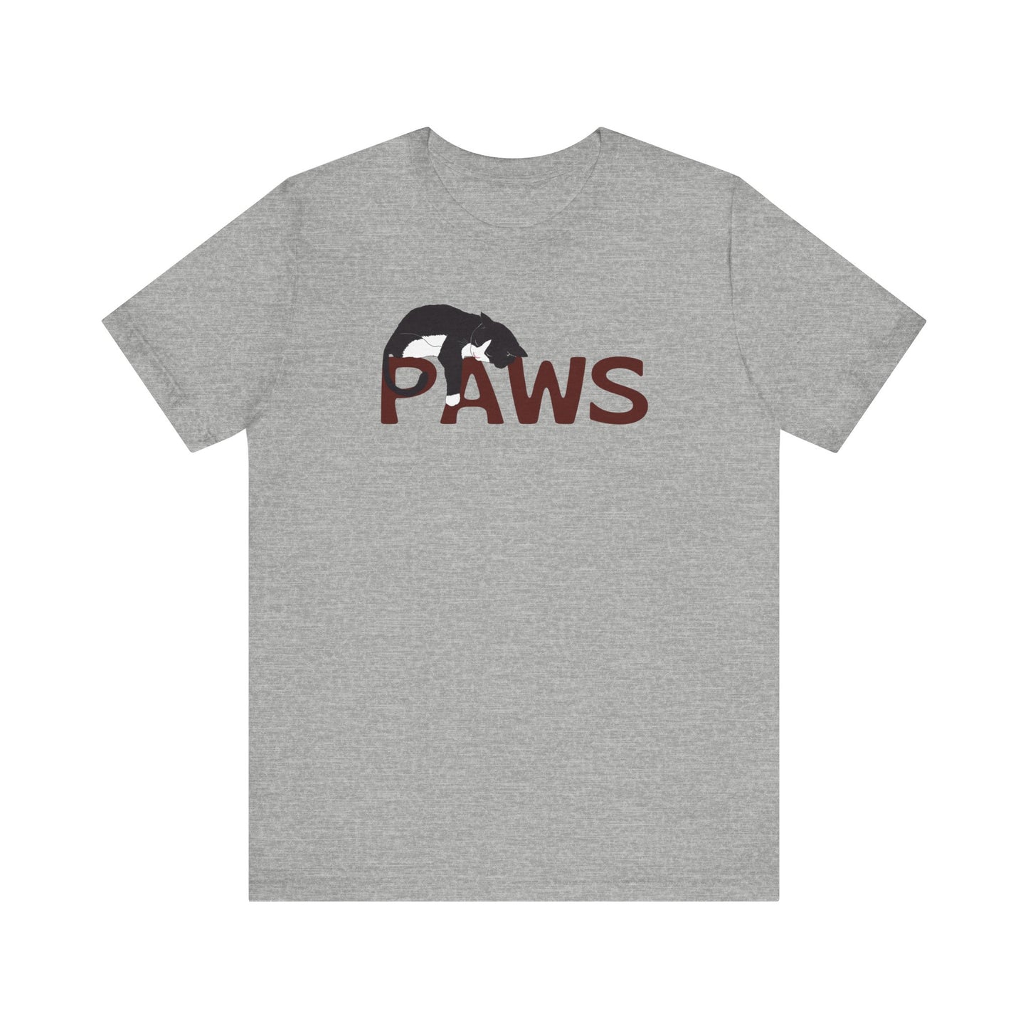 PAWS Lazy Cat Lover's Paws Unisex Tee - Inspired by the Jaws 70s Horror Movie Font