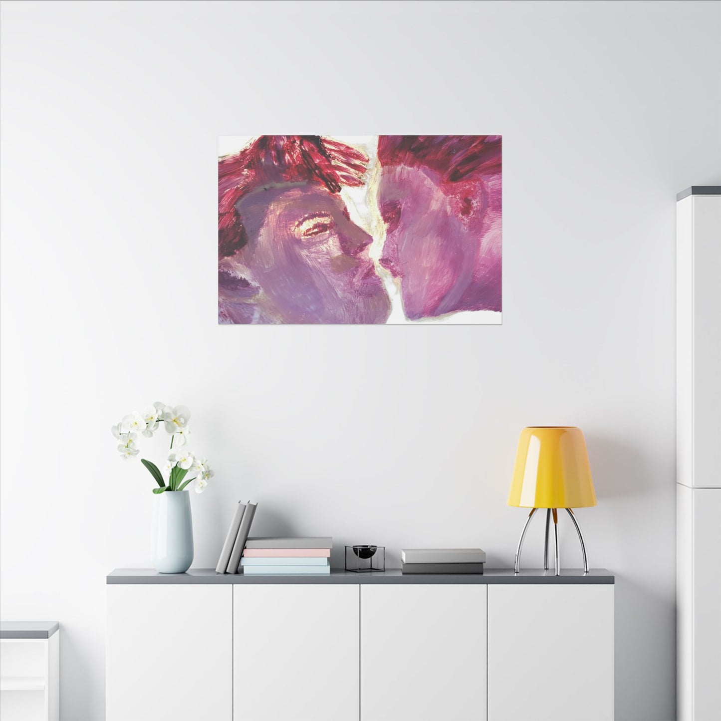 Romantic Kiss Love Canvas Art - Modern Abstract Wall Art Painting - Perfect Gift for Anniversaries, Valentine's Day & Just Because