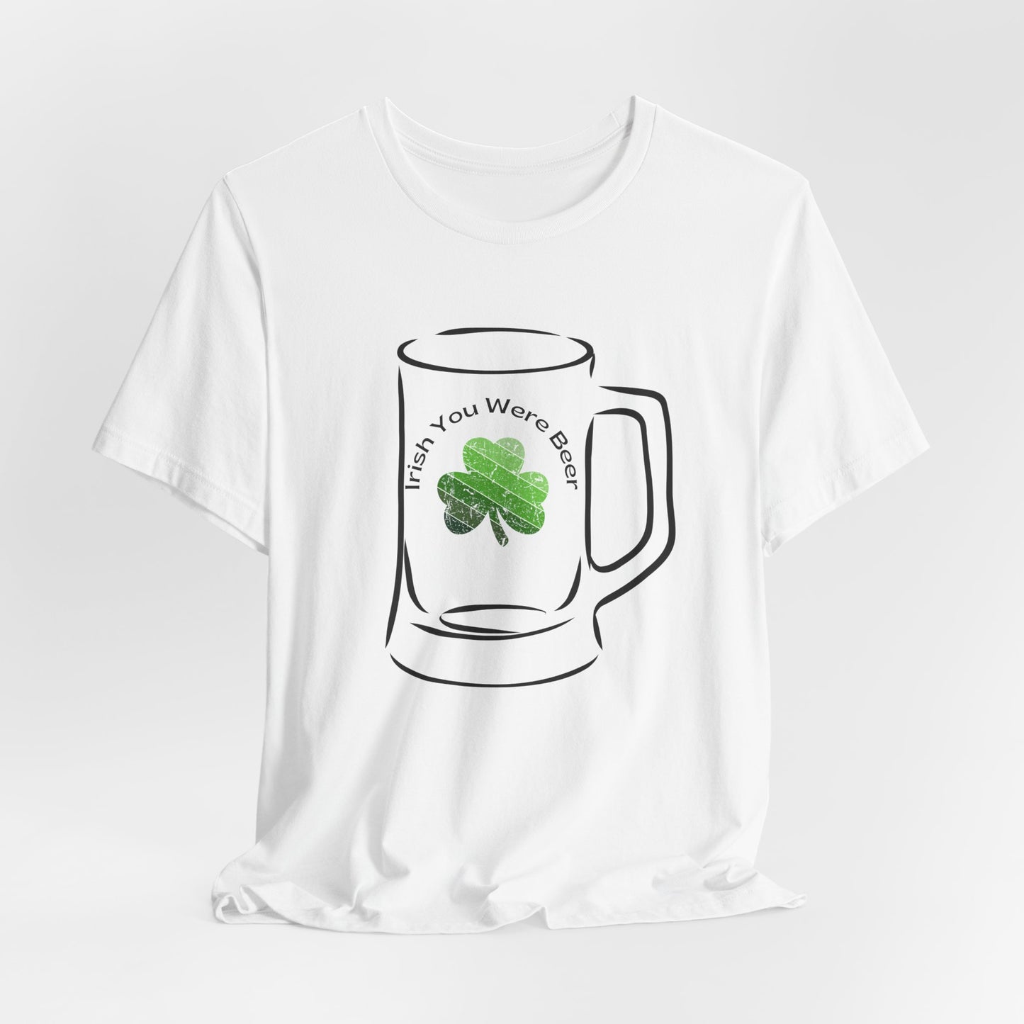 St. Patrick's Day Funny "Irish You Were Beer" Beer Glass Shamrock Retro Unisex T-Shirt Bella Canva