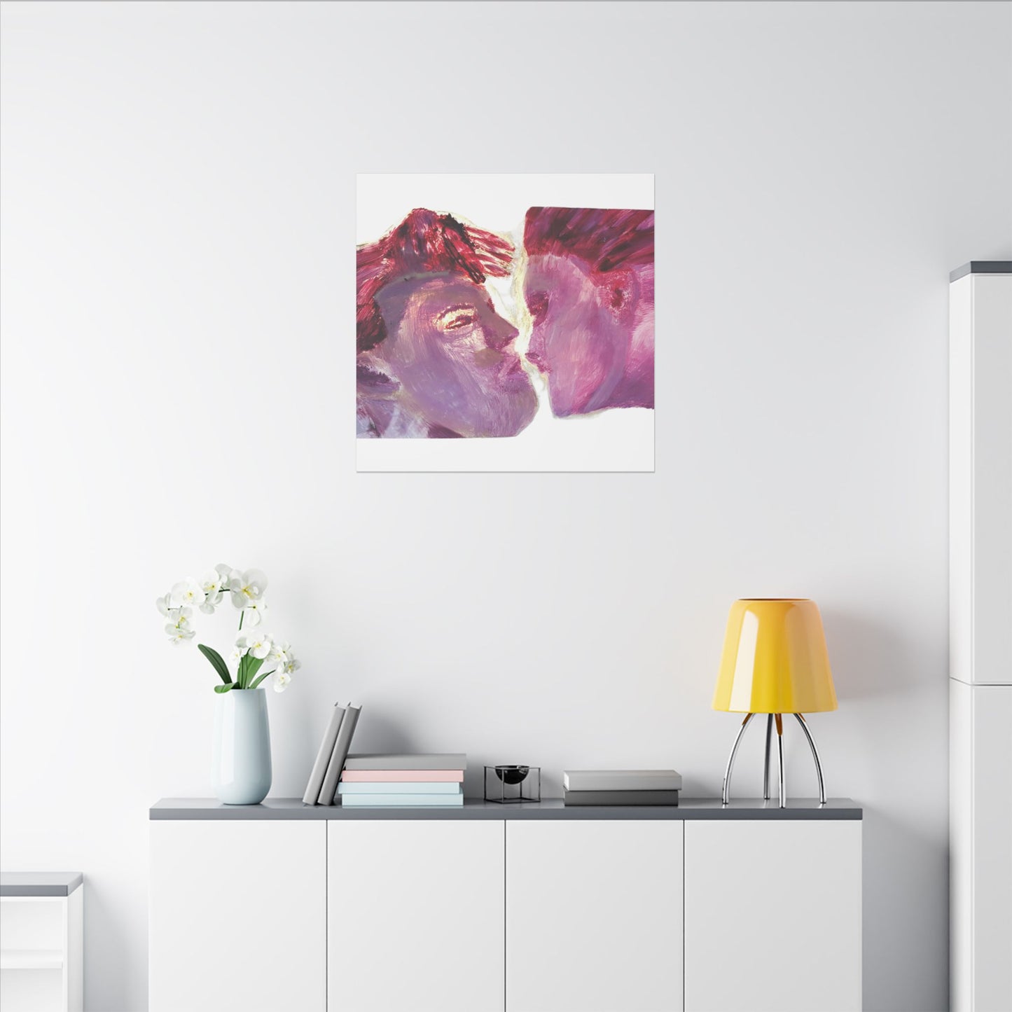 Romantic Kiss Love Canvas Art - Modern Abstract Wall Art Painting - Perfect Gift for Anniversaries, Valentine's Day & Just Because