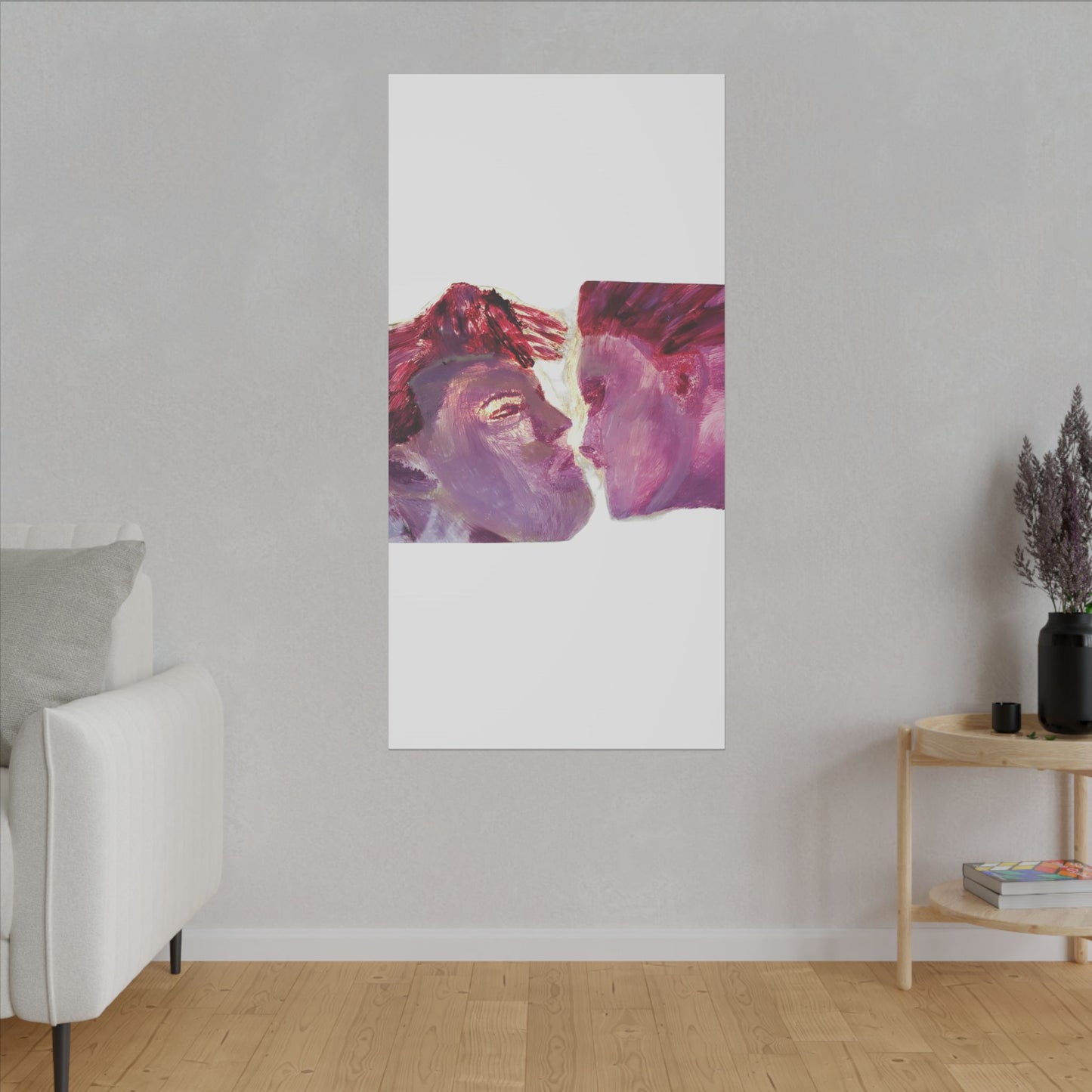 Romantic Kiss Love Canvas Art - Modern Abstract Wall Art Painting - Perfect Gift for Anniversaries, Valentine's Day & Just Because