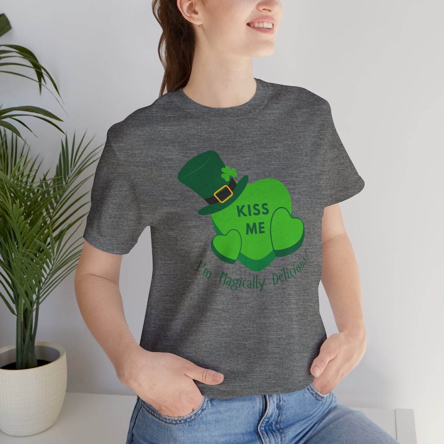 St. Patrick's Day Flirty Funny Unisex Tee - "KISS ME I'm Magically Delicious" Bella Canva T-Shirt