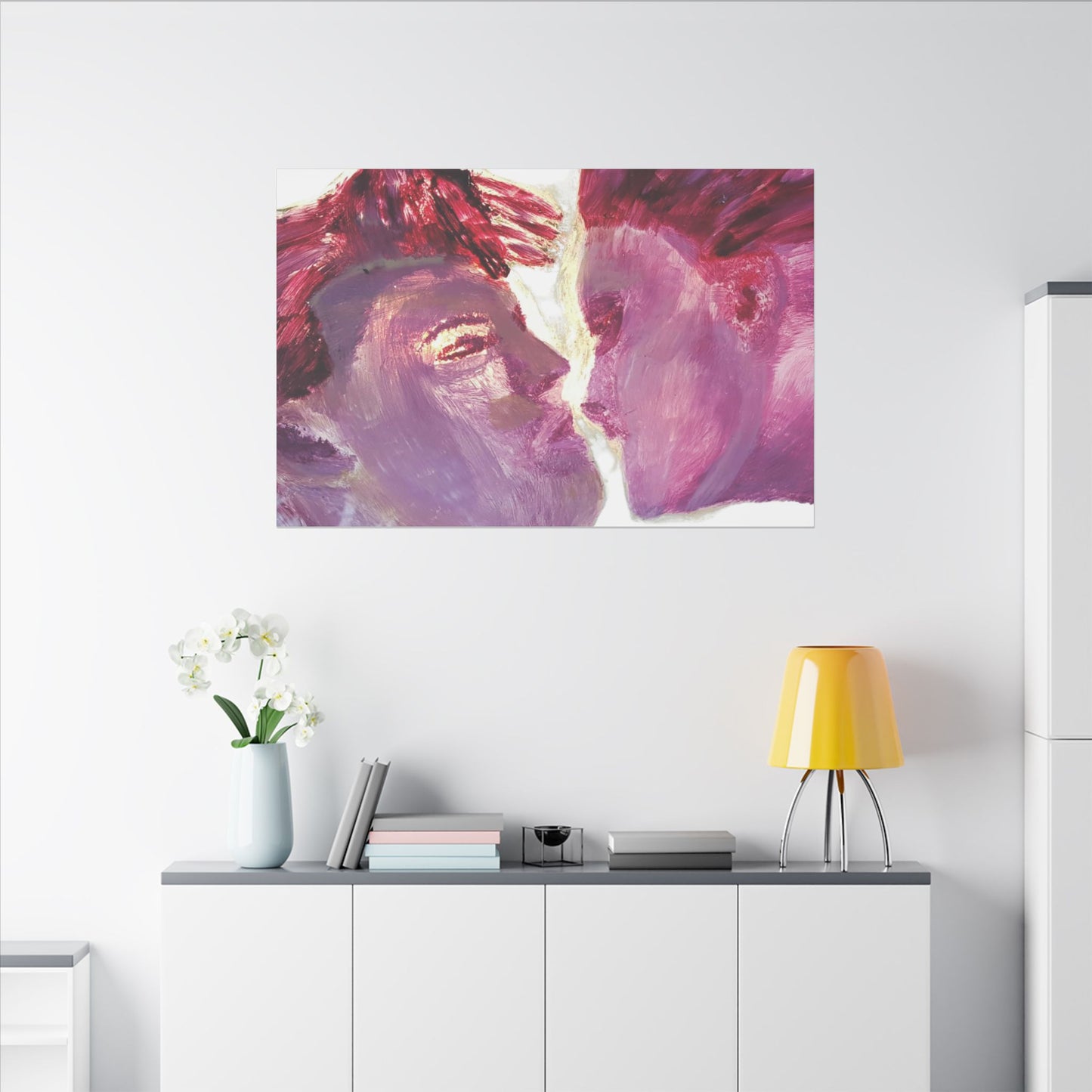 Romantic Kiss Love Canvas Art - Modern Abstract Wall Art Painting - Perfect Gift for Anniversaries, Valentine's Day & Just Because