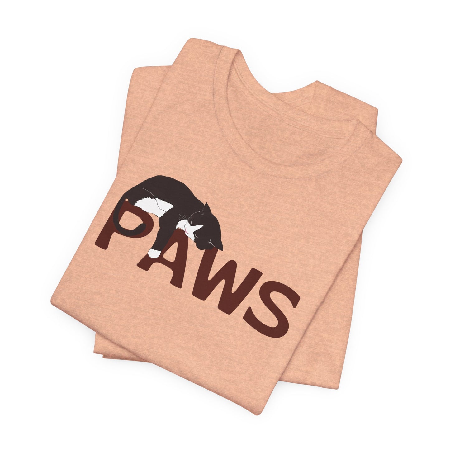 PAWS Lazy Cat Lover's Paws Unisex Tee - Inspired by the Jaws 70s Horror Movie Font