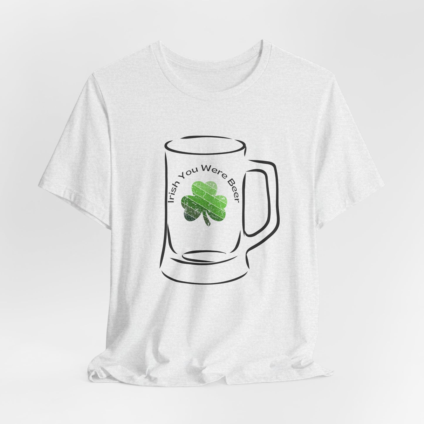 St. Patrick's Day Funny "Irish You Were Beer" Beer Glass Shamrock Retro Unisex T-Shirt Bella Canva