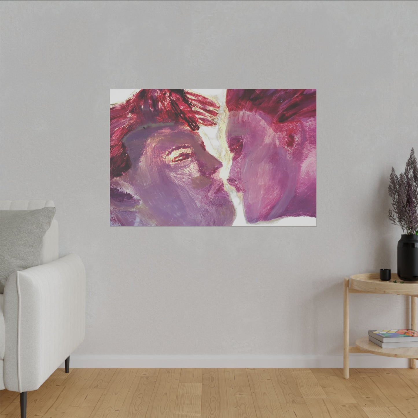 Romantic Kiss Love Canvas Art - Modern Abstract Wall Art Painting - Perfect Gift for Anniversaries, Valentine's Day & Just Because