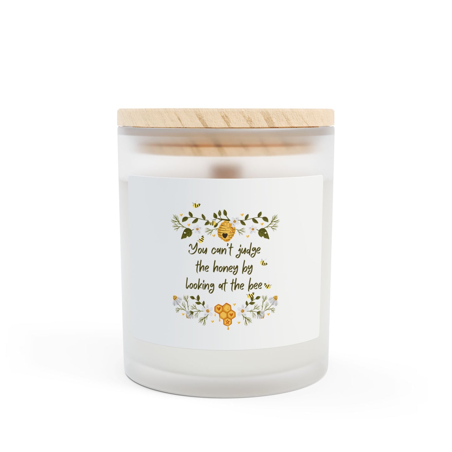 Inspirational Frosted Glass Candle - 'You Can't Judge the Honey by Looking at the Bee' - Perfect Gift for Self-Care & Occasions