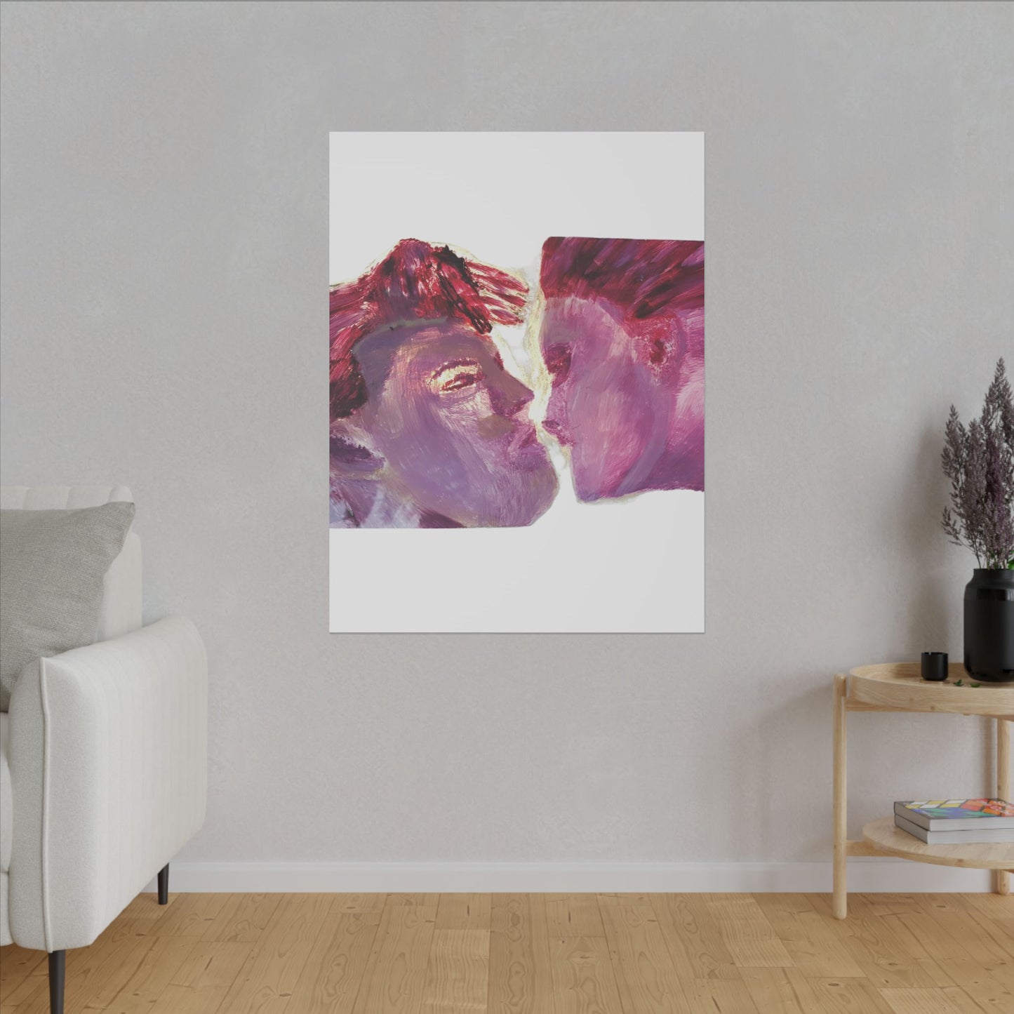 Romantic Kiss Love Canvas Art - Modern Abstract Wall Art Painting - Perfect Gift for Anniversaries, Valentine's Day & Just Because