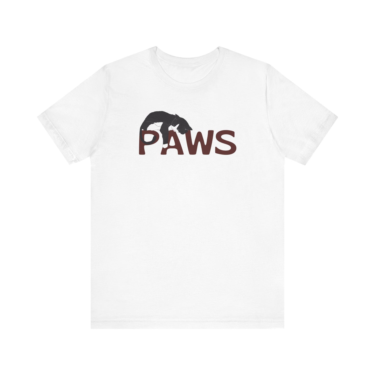 PAWS Lazy Cat Lover's Paws Unisex Tee - Inspired by the Jaws 70s Horror Movie Font