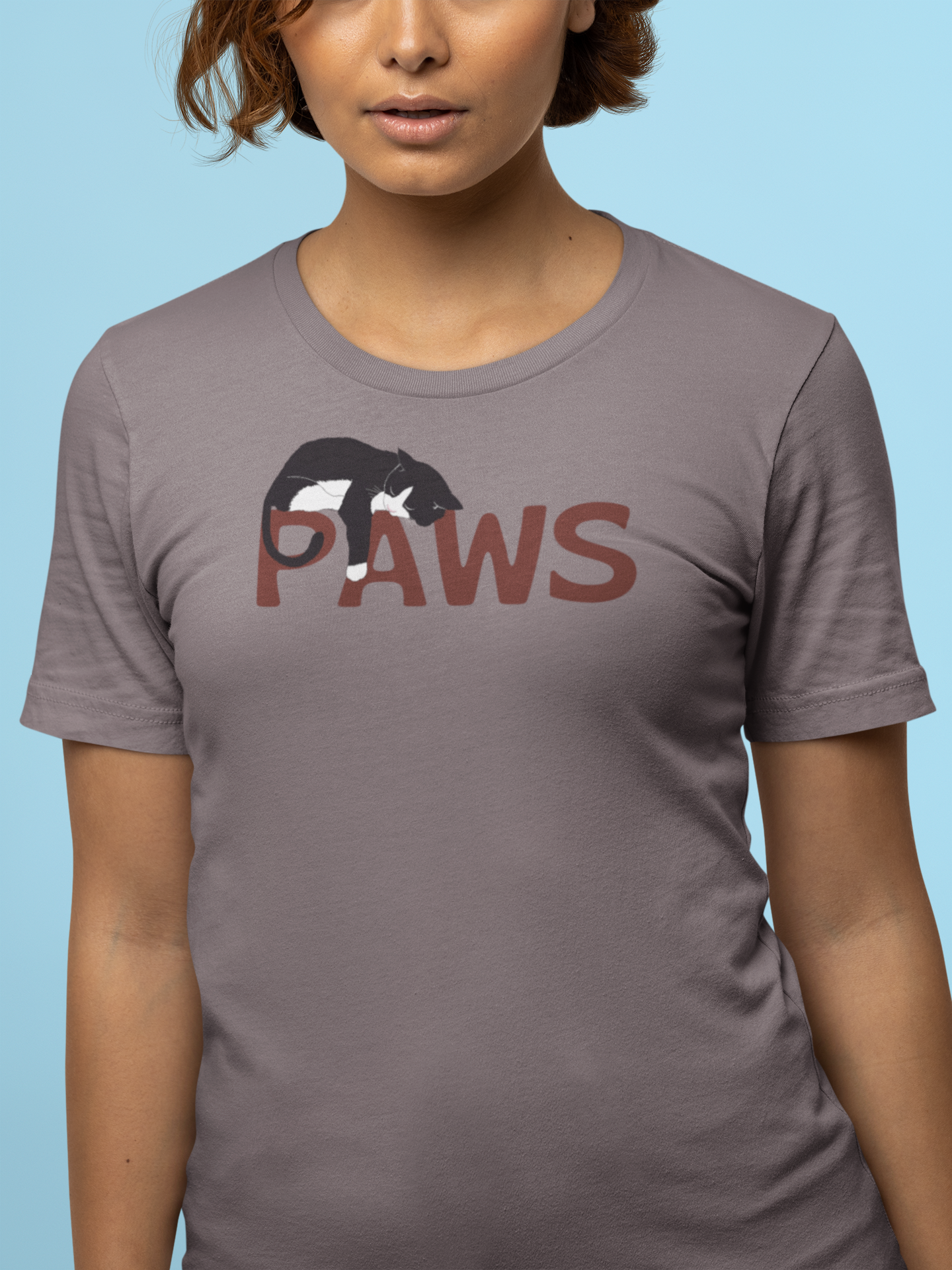 PAWS Lazy Cat Lover's Paws Unisex Tee - Inspired by the Jaws 70s Horror Movie Font