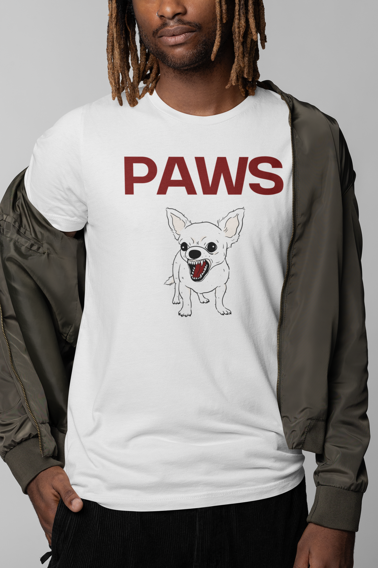 Funny Feisty Chihuahua Dog Paws Ironic Unisex Tee Inspired by the 70s Movie Jaws