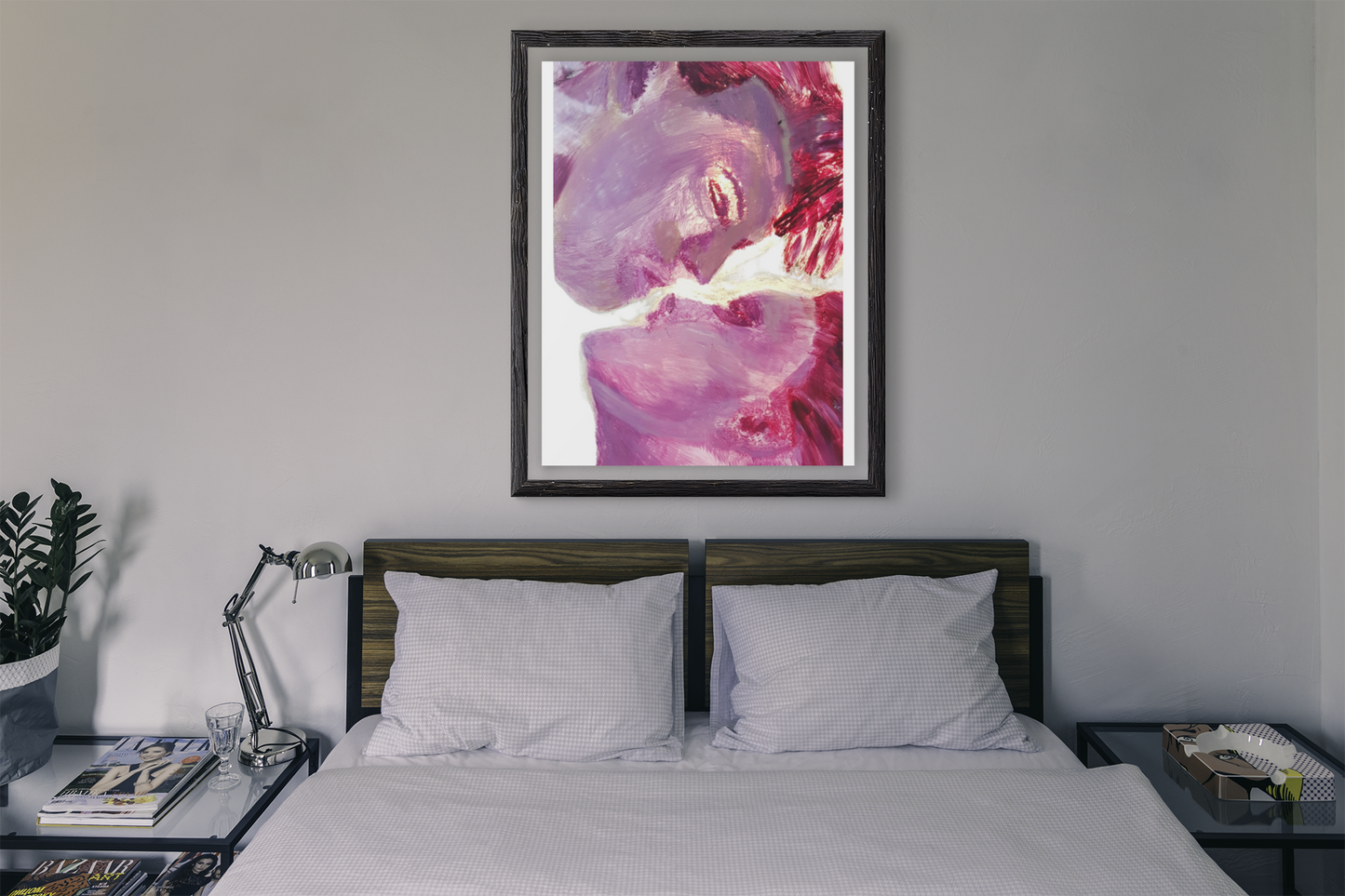 Romantic Kiss Love Canvas Art - Modern Abstract Wall Art Painting - Perfect Gift for Anniversaries, Valentine's Day & Just Because