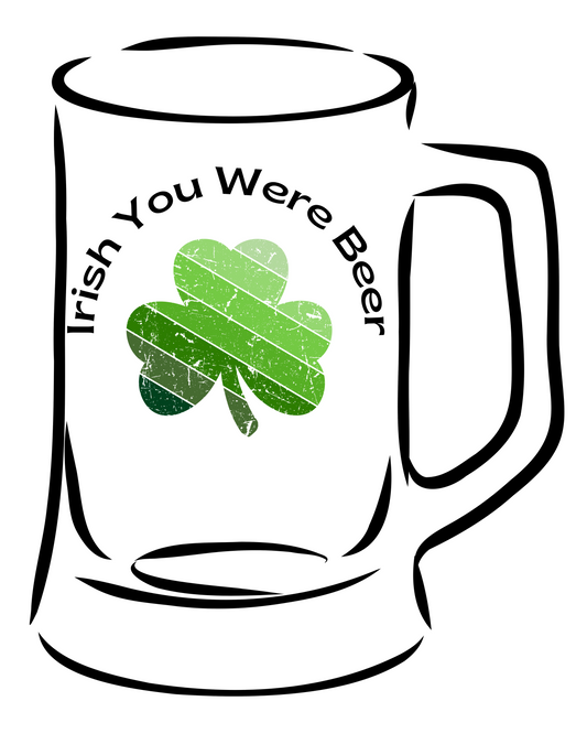 St. Patrick's Day Funny "Irish You Were Beer" Beer Glass Shamrock Retro Unisex T-Shirt Bella Canva