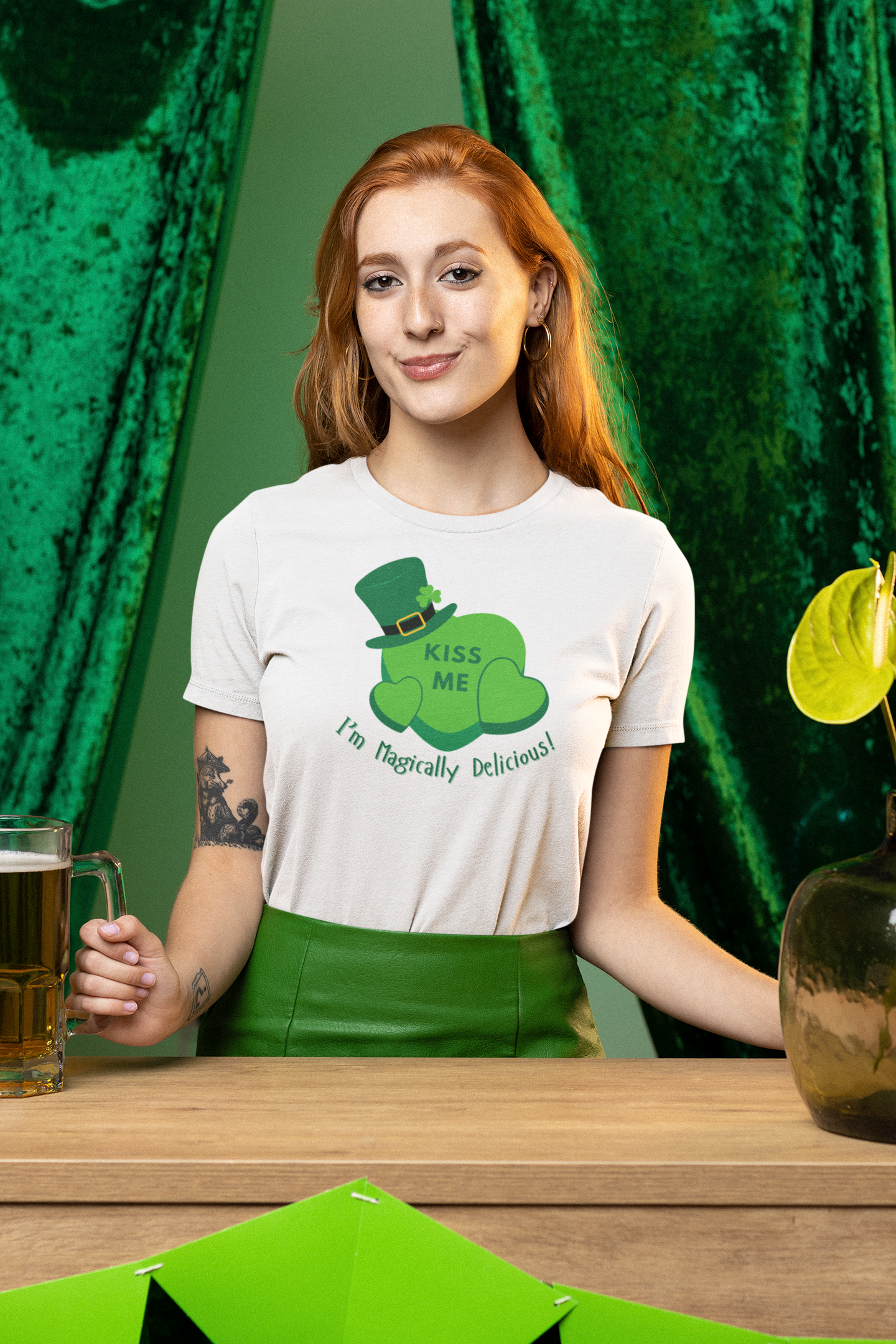 St. Patrick's Day Flirty Funny Unisex Tee - "KISS ME I'm Magically Delicious" Bella Canva T-Shirt