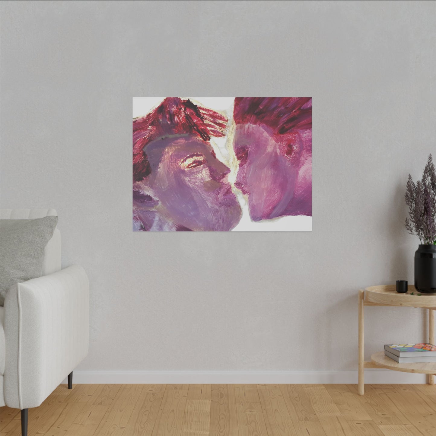 Romantic Kiss Love Canvas Art - Modern Abstract Wall Art Painting - Perfect Gift for Anniversaries, Valentine's Day & Just Because