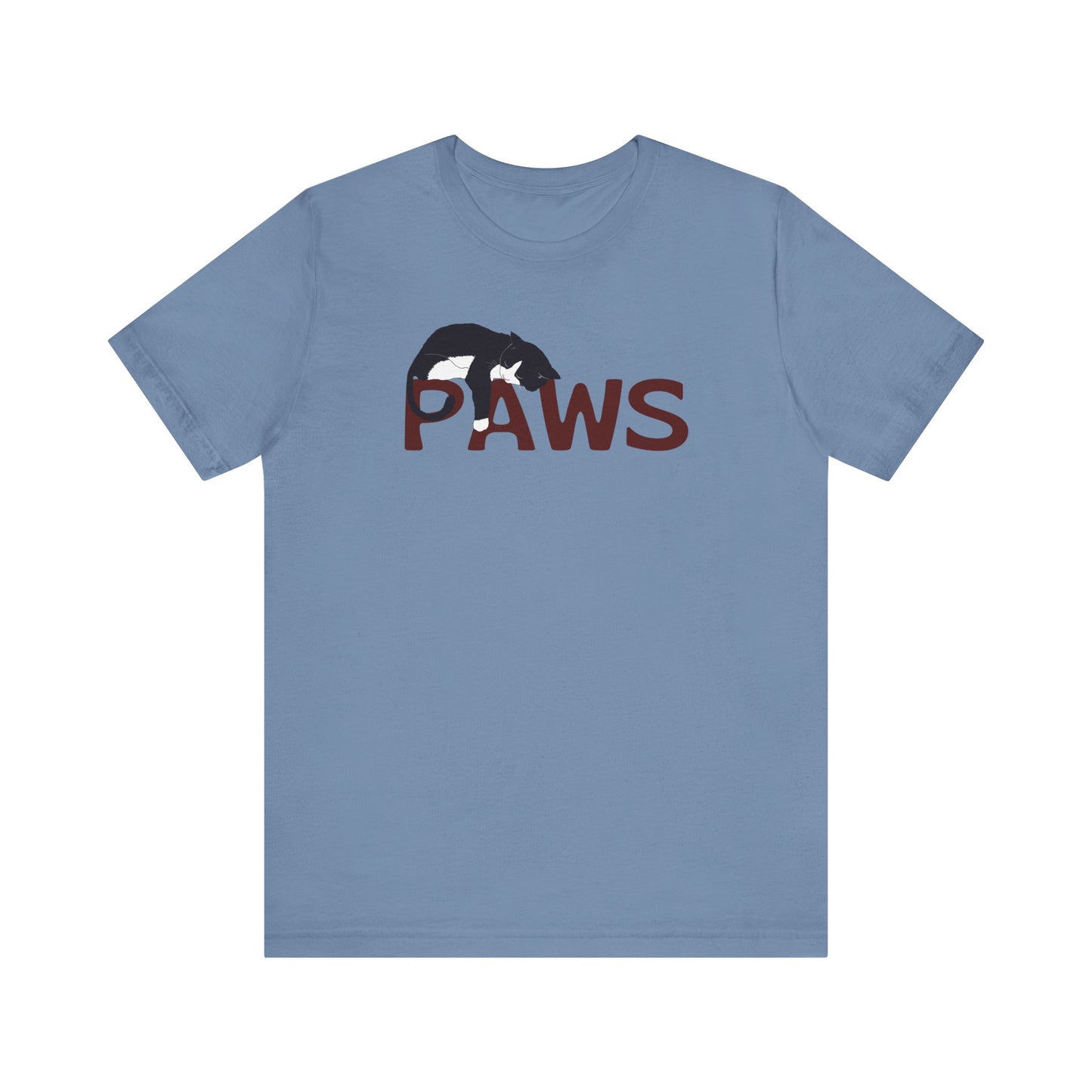 PAWS Lazy Cat Lover's Paws Unisex Tee - Inspired by the Jaws 70s Horror Movie Font