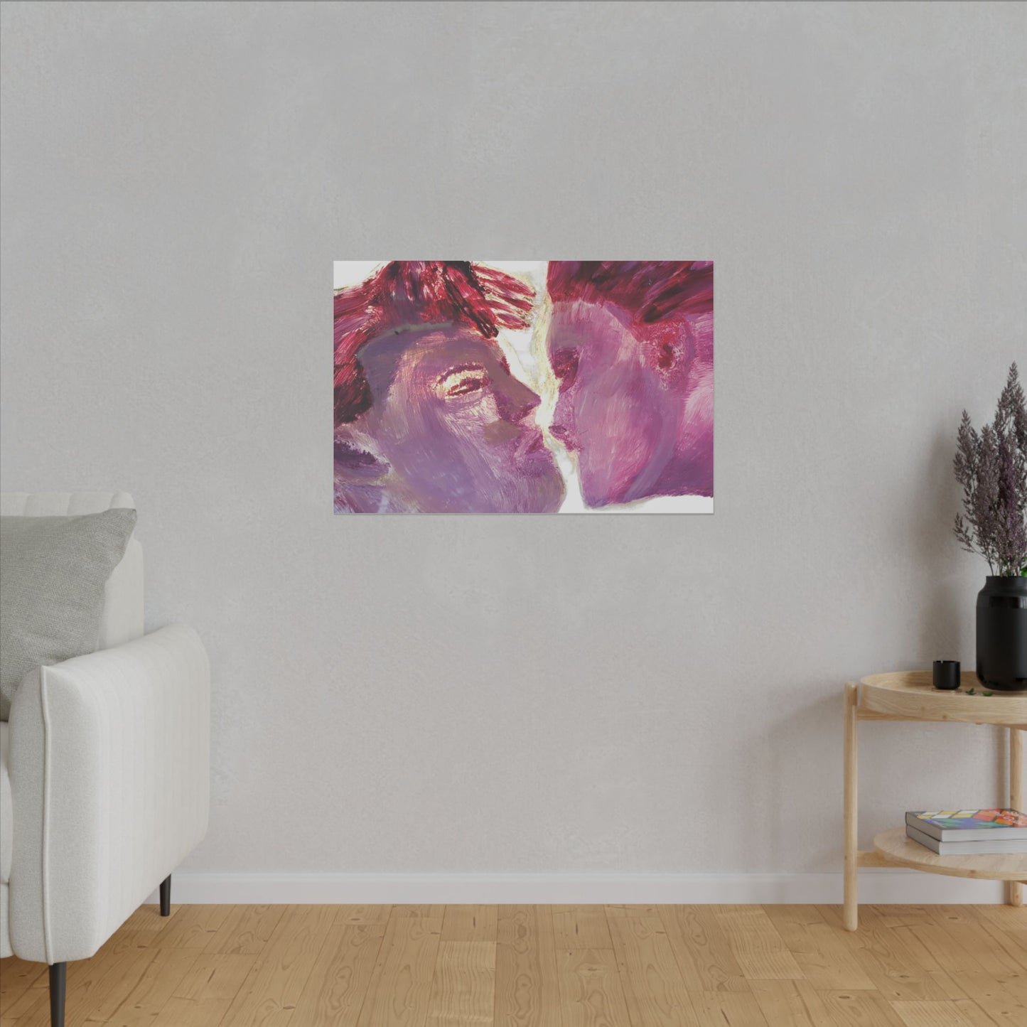 Romantic Kiss Love Canvas Art - Modern Abstract Wall Art Painting - Perfect Gift for Anniversaries, Valentine's Day & Just Because