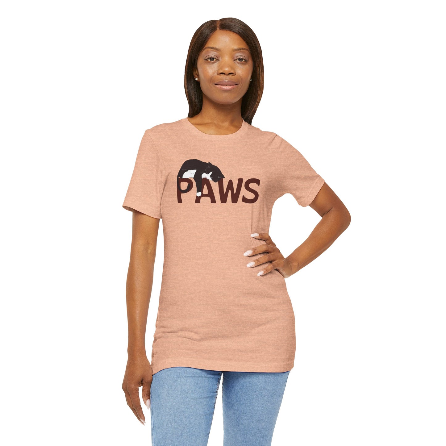 PAWS Lazy Cat Lover's Paws Unisex Tee - Inspired by the Jaws 70s Horror Movie Font