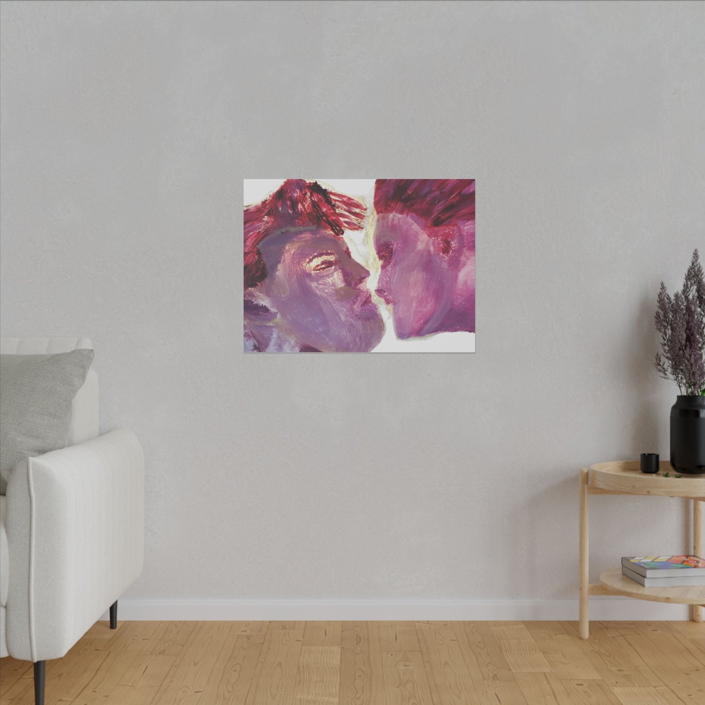 Romantic Kiss Love Canvas Art - Modern Abstract Wall Art Painting - Perfect Gift for Anniversaries, Valentine's Day & Just Because