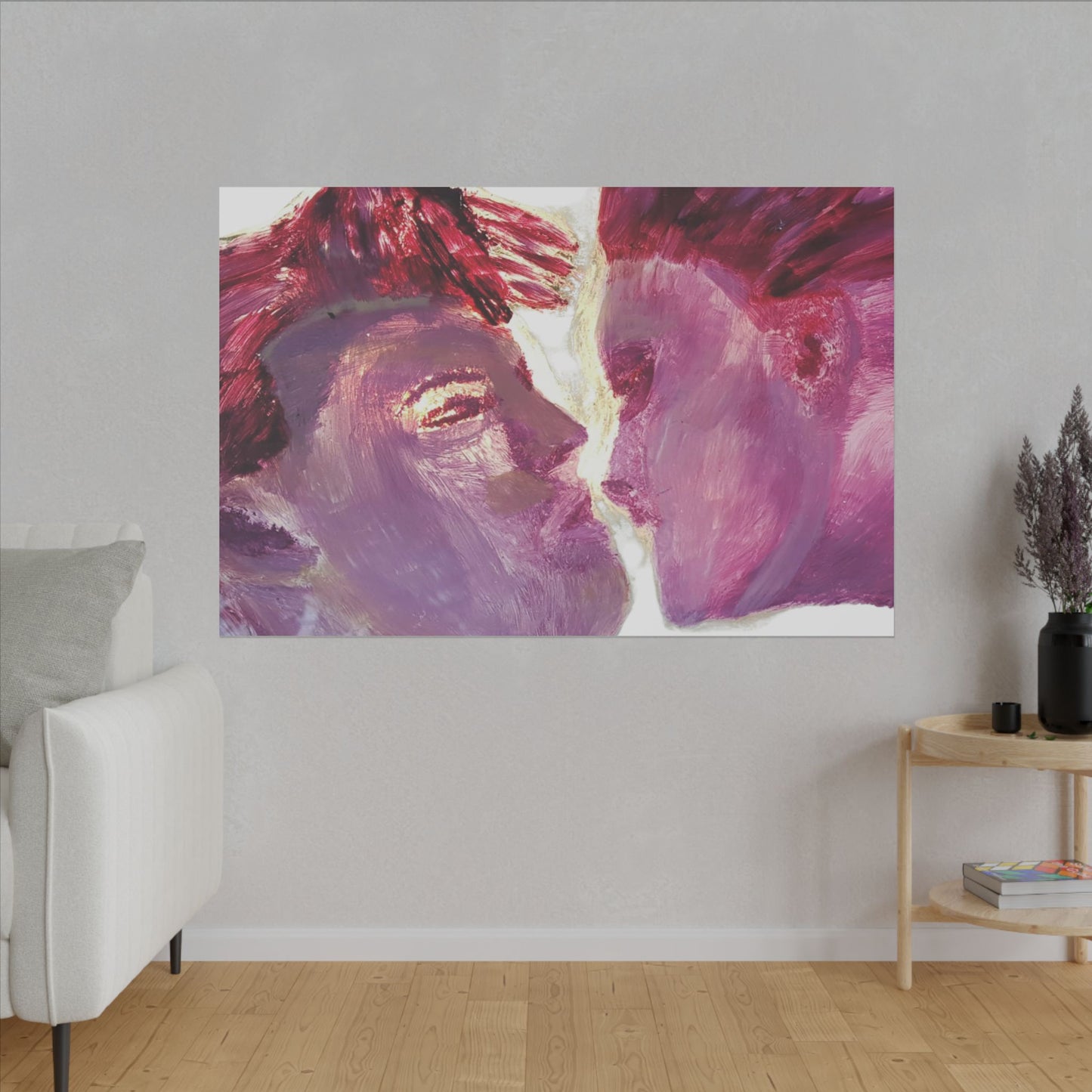 Romantic Kiss Love Canvas Art - Modern Abstract Wall Art Painting - Perfect Gift for Anniversaries, Valentine's Day & Just Because