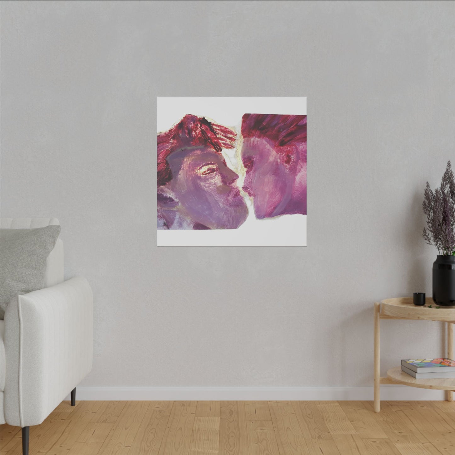 Romantic Kiss Love Canvas Art - Modern Abstract Wall Art Painting - Perfect Gift for Anniversaries, Valentine's Day & Just Because