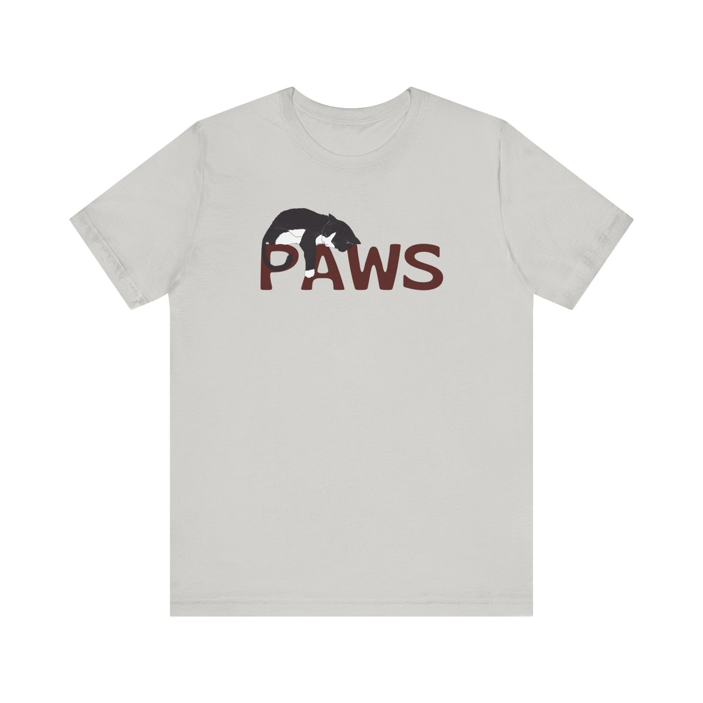 PAWS Lazy Cat Lover's Paws Unisex Tee - Inspired by the Jaws 70s Horror Movie Font