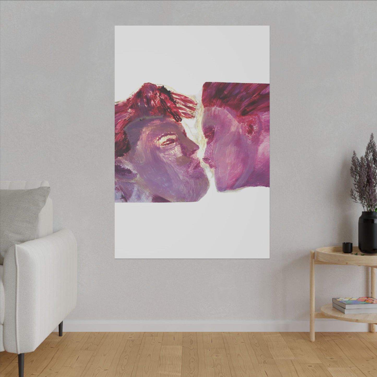 Romantic Kiss Love Canvas Art - Modern Abstract Wall Art Painting - Perfect Gift for Anniversaries, Valentine's Day & Just Because