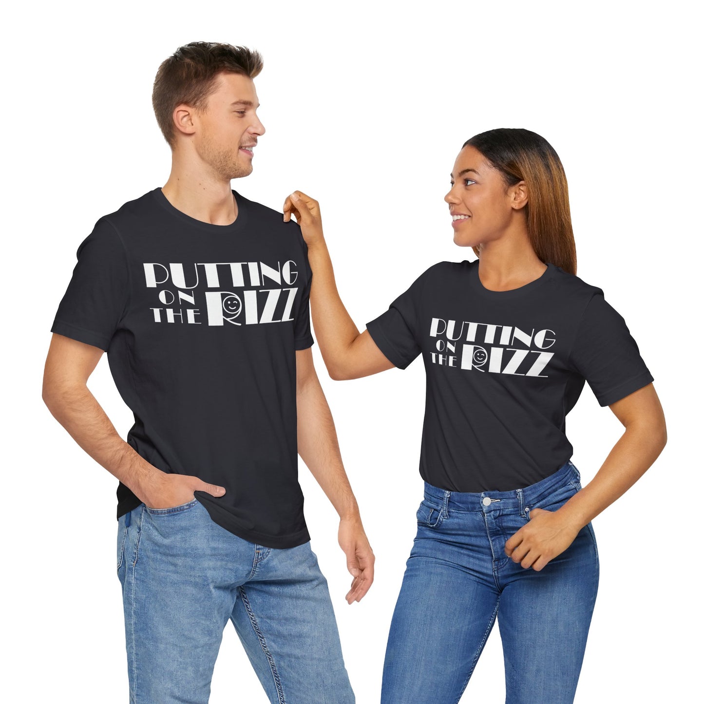 "Putting on the RIZZ" Vintage Flirty Wink Casual Unisex Jersey Tee - Perfect for Everyday Wear