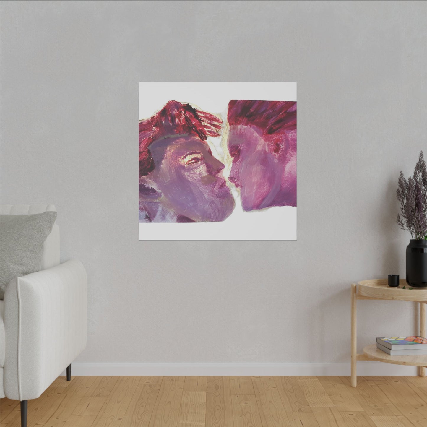 Romantic Kiss Love Canvas Art - Modern Abstract Wall Art Painting - Perfect Gift for Anniversaries, Valentine's Day & Just Because