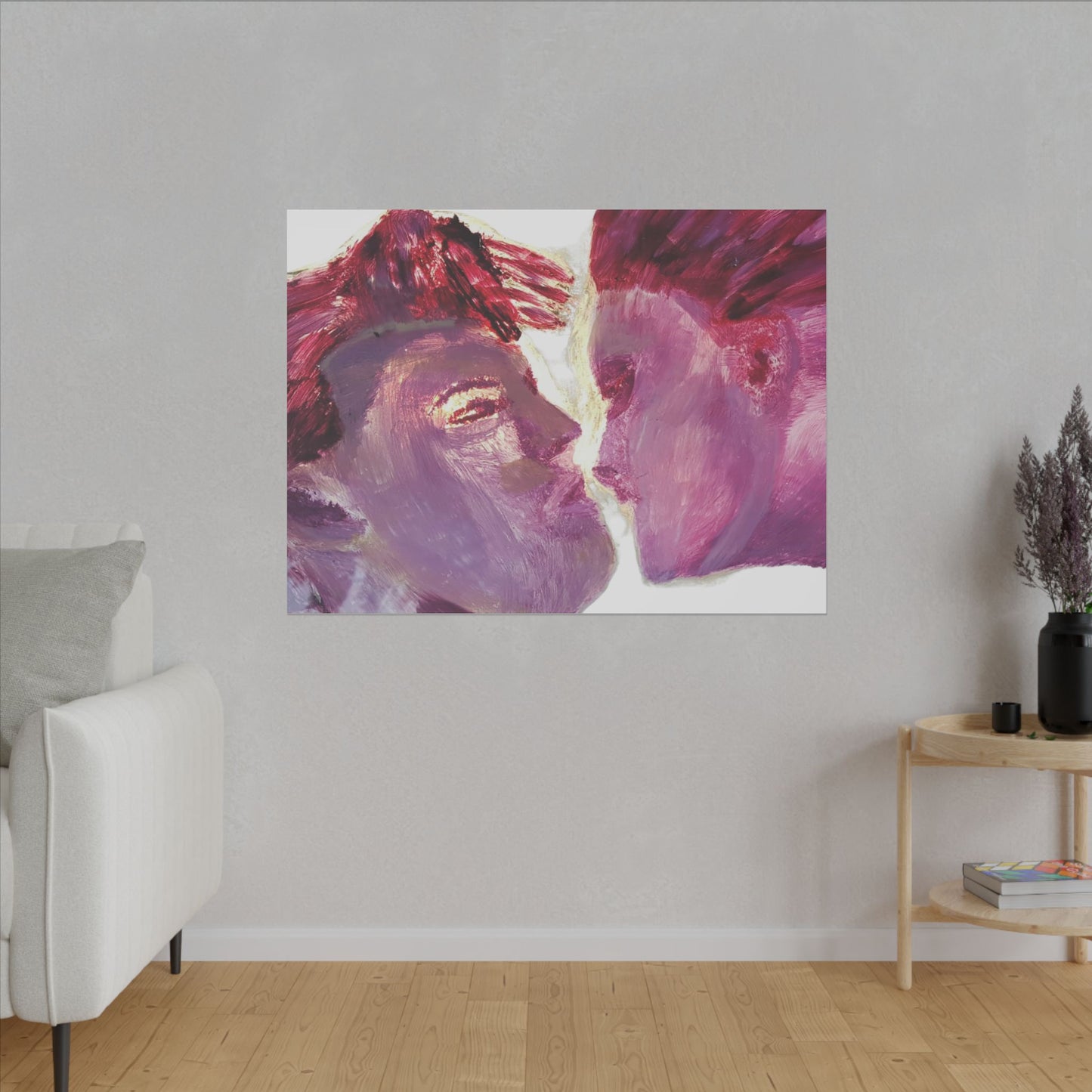 Romantic Kiss Love Canvas Art - Modern Abstract Wall Art Painting - Perfect Gift for Anniversaries, Valentine's Day & Just Because