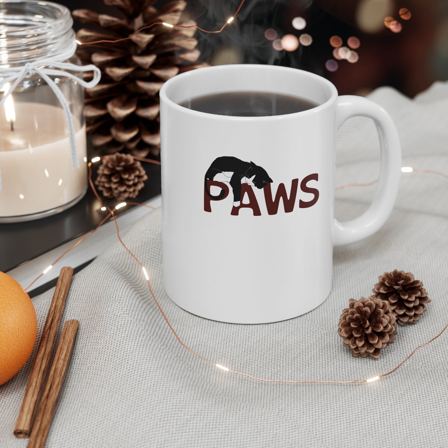 Paws Lazy Cat Coffee Mug - 11oz Cup Inspired by the 1970s Horror Movie Jaws