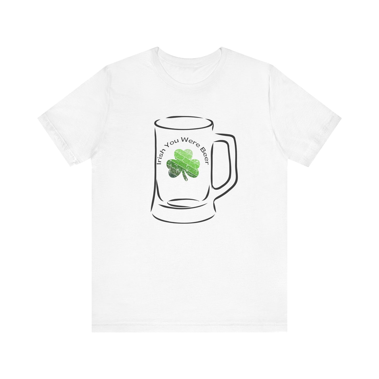 St. Patrick's Day Funny "Irish You Were Beer" Beer Glass Shamrock Retro Unisex T-Shirt Bella Canva