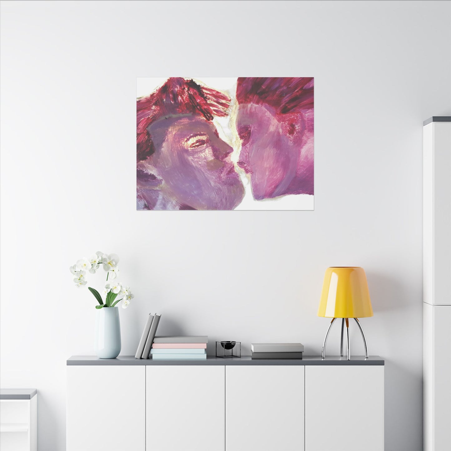 Romantic Kiss Love Canvas Art - Modern Abstract Wall Art Painting - Perfect Gift for Anniversaries, Valentine's Day & Just Because