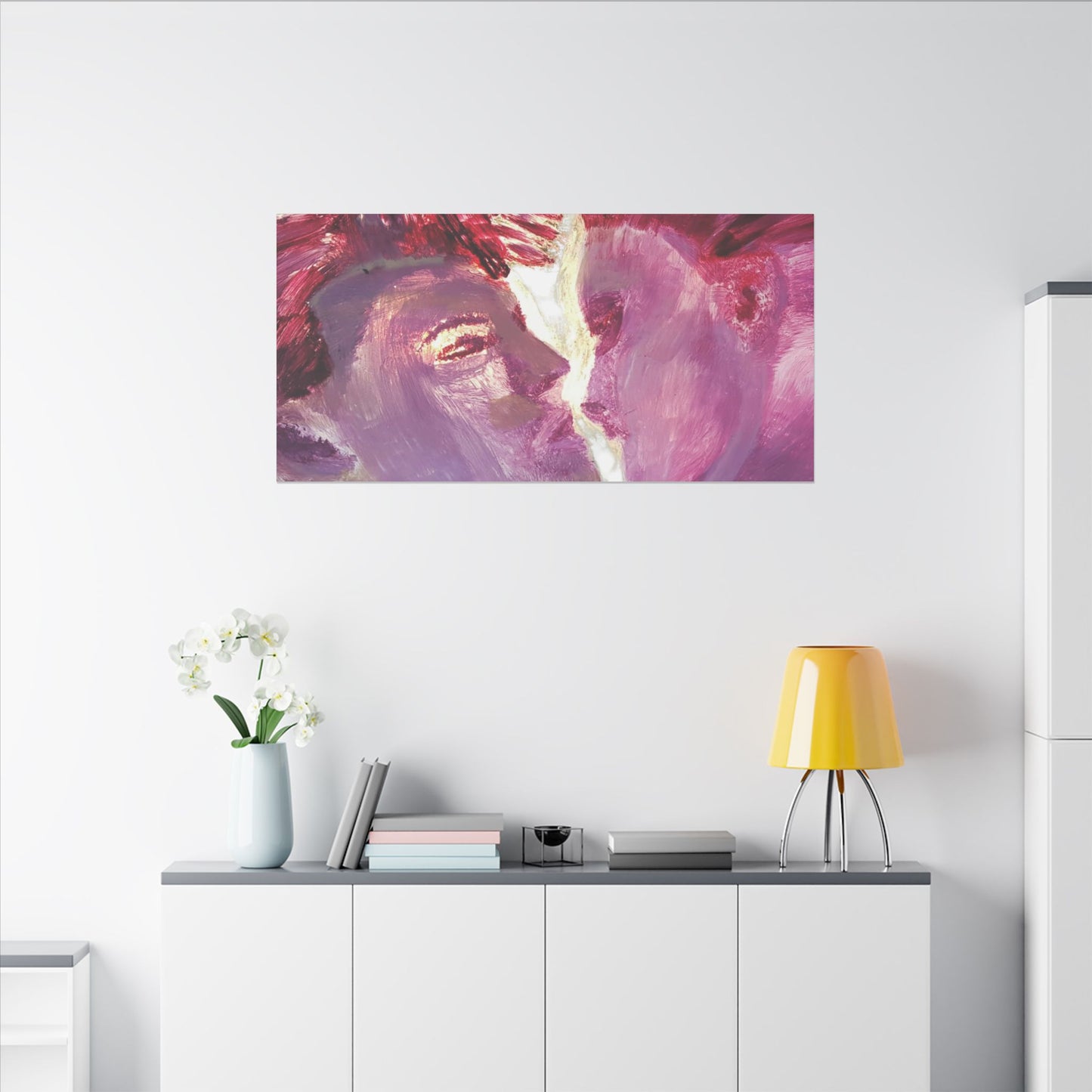 Romantic Kiss Love Canvas Art - Modern Abstract Wall Art Painting - Perfect Gift for Anniversaries, Valentine's Day & Just Because