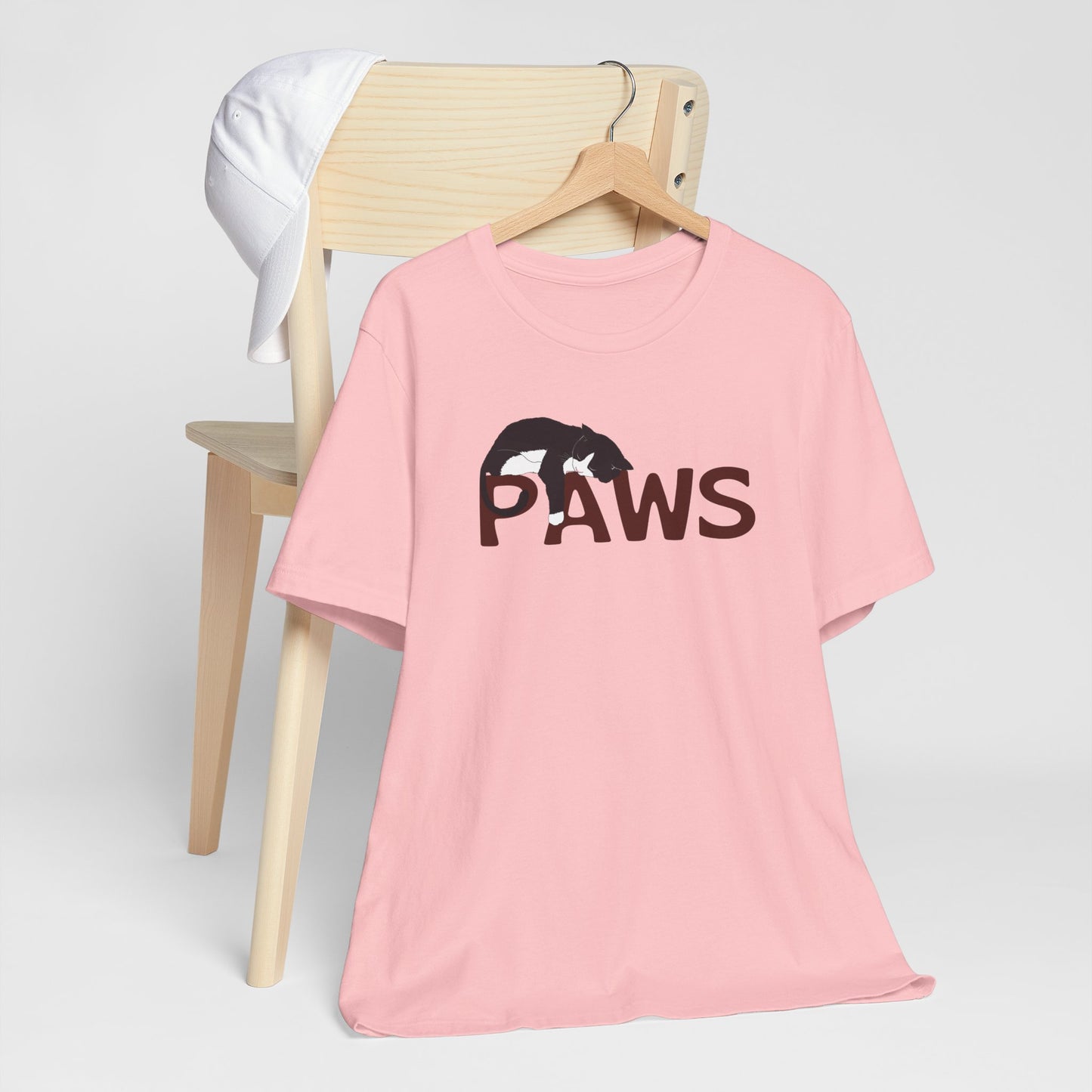 PAWS Lazy Cat Lover's Paws Unisex Tee - Inspired by the Jaws 70s Horror Movie Font