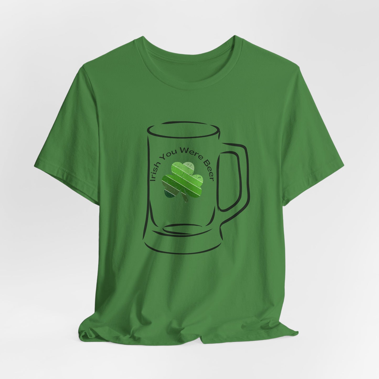 St. Patrick's Day Funny "Irish You Were Beer" Beer Glass Shamrock Retro Unisex T-Shirt Bella Canva