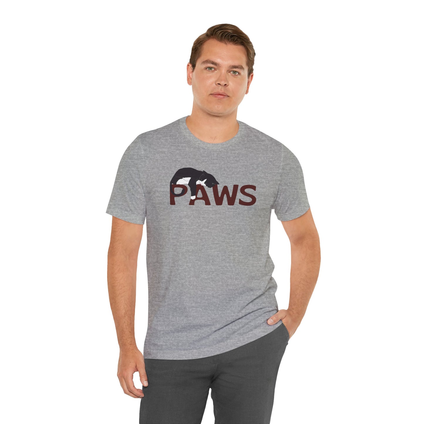 PAWS Lazy Cat Lover's Paws Unisex Tee - Inspired by the Jaws 70s Horror Movie Font