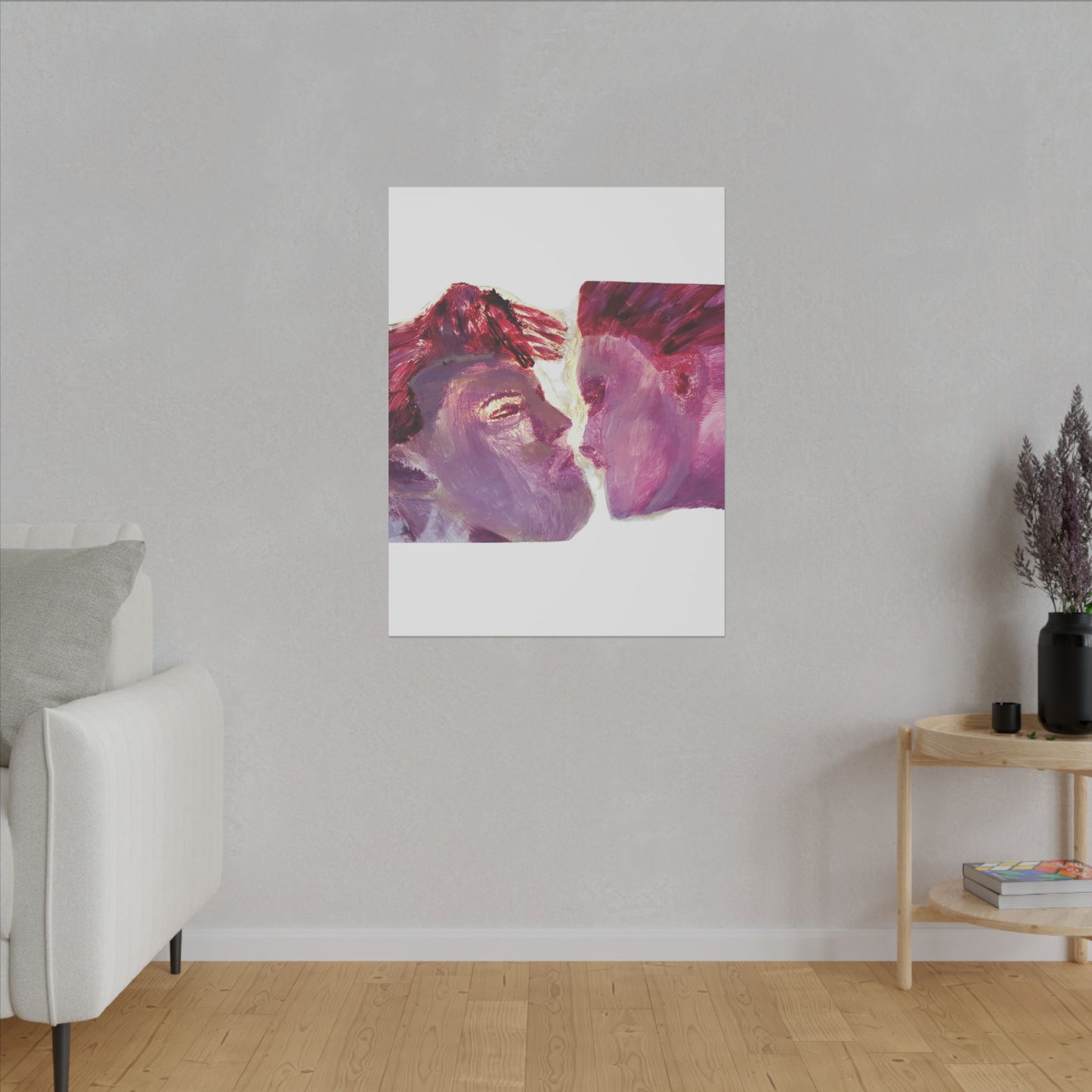 Romantic Kiss Love Canvas Art - Modern Abstract Wall Art Painting - Perfect Gift for Anniversaries, Valentine's Day & Just Because