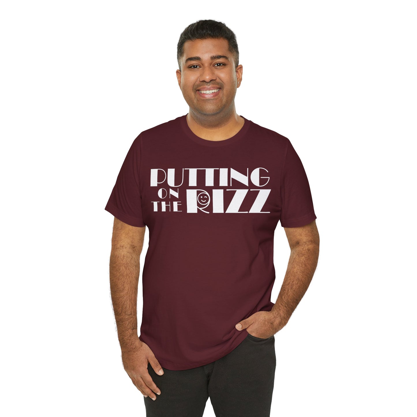 "Putting on the RIZZ" Vintage Flirty Wink Casual Unisex Jersey Tee - Perfect for Everyday Wear